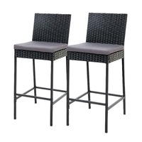 Gardeon Outdoor Bar Stool Dining Chair Bar Stools Rattan Furniture Patio X2