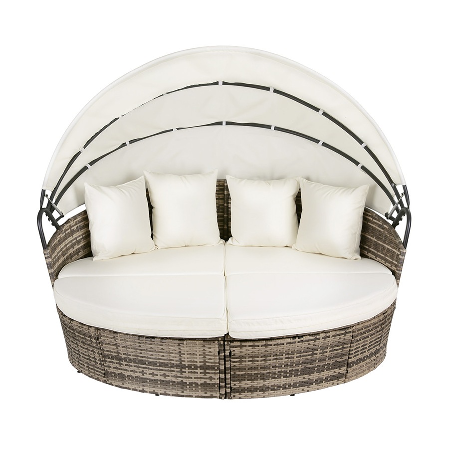 Gardeon Outdoor Day Bed Sun Lounge Setting Wicker Lounger Furniture Patio Beige Set of 3