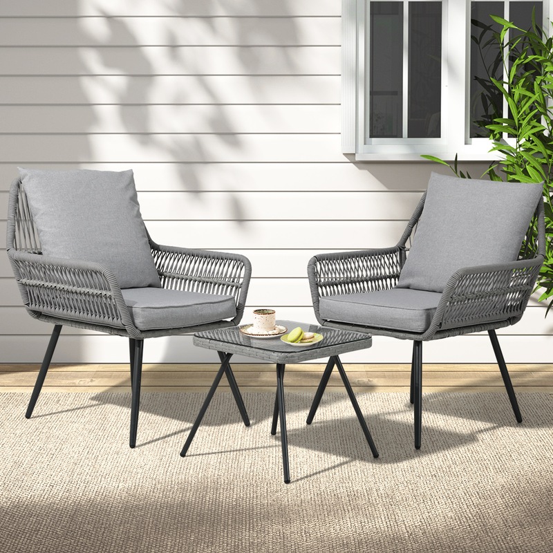 Buy Gardeon 3PC Outdoor Furniture Bistro Set Lounge Setting Chairs