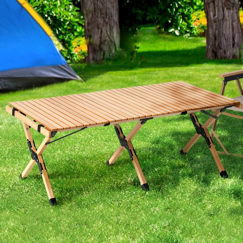 Buy Gardeon Outdoor Furniture Camping Table and Chairs Wooden Egg Roll