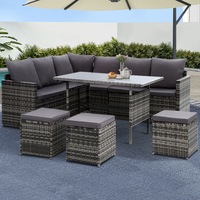 1 Gardeon 9-Seater Outdoor Dining Set Patio Furniture Mixed Grey