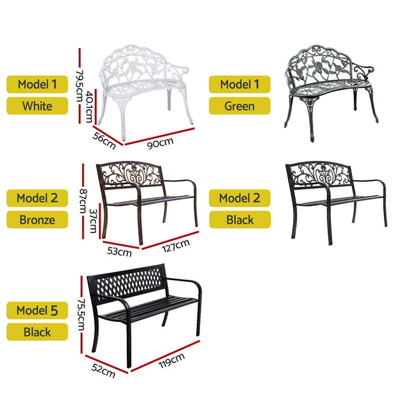Buy Gardeon Outdoor Garden Bench Seat Patio Furniture Lounge Chair Steel Backyard Porch Park