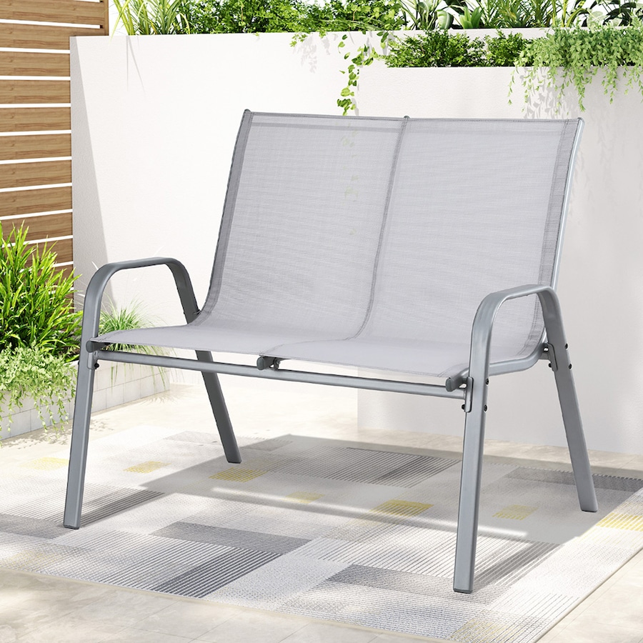 Gardeon Outdoor Garden Bench Seat Steel Patio Chair Park Lounge Backyard Garden Furniture Grey