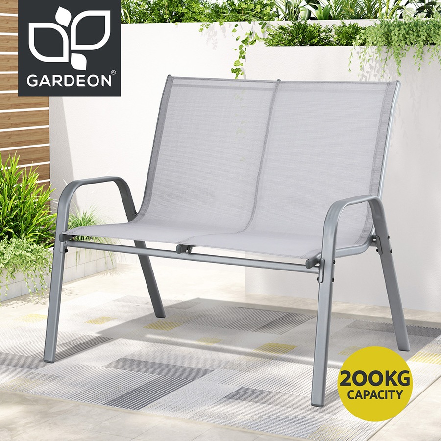 Gardeon Outdoor Garden Bench Seat Steel Patio Chair Park Lounge Backyard Garden Furniture Grey