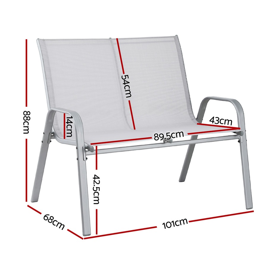 Gardeon Outdoor Garden Bench Seat Steel Patio Chair Park Lounge Backyard Garden Furniture Grey
