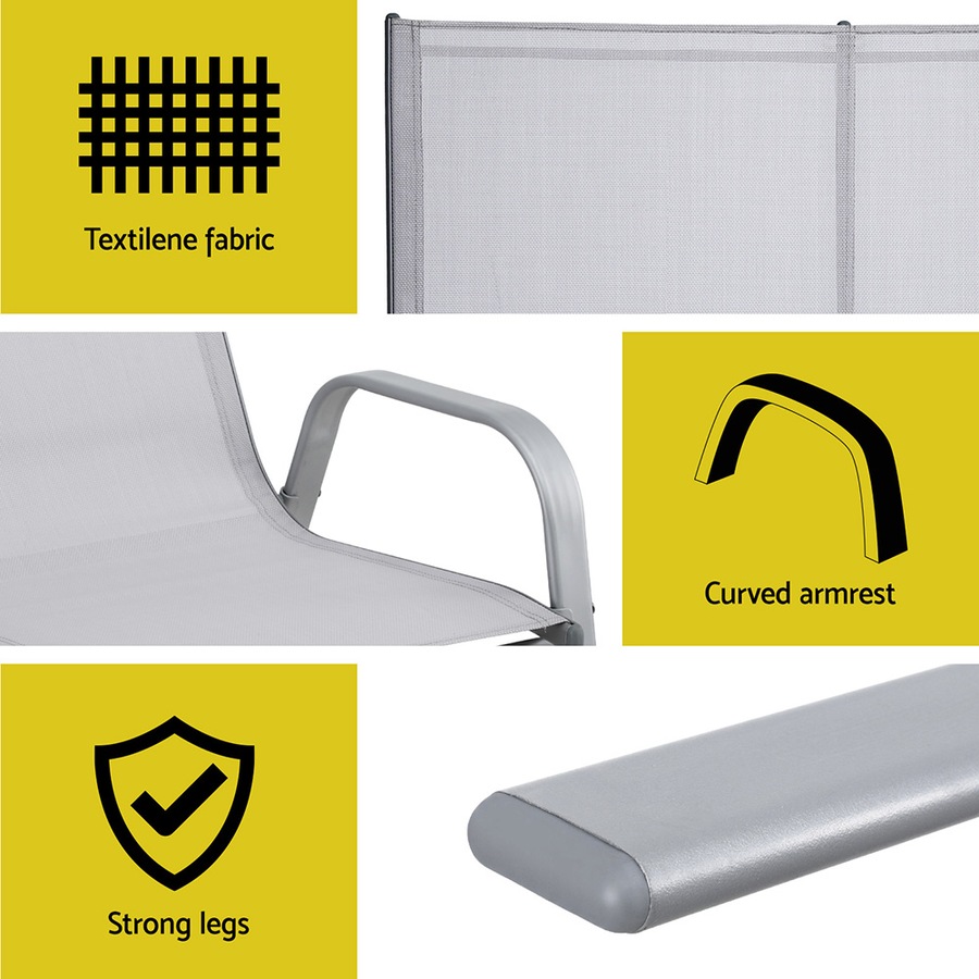 Gardeon Outdoor Garden Bench Seat Steel Patio Chair Park Lounge Backyard Garden Furniture Grey