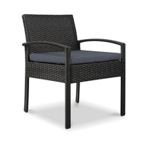 1x Gardeon Outdoor Dining Chairs Patio Furniture Rattan Lounge Chair Cushion Felix