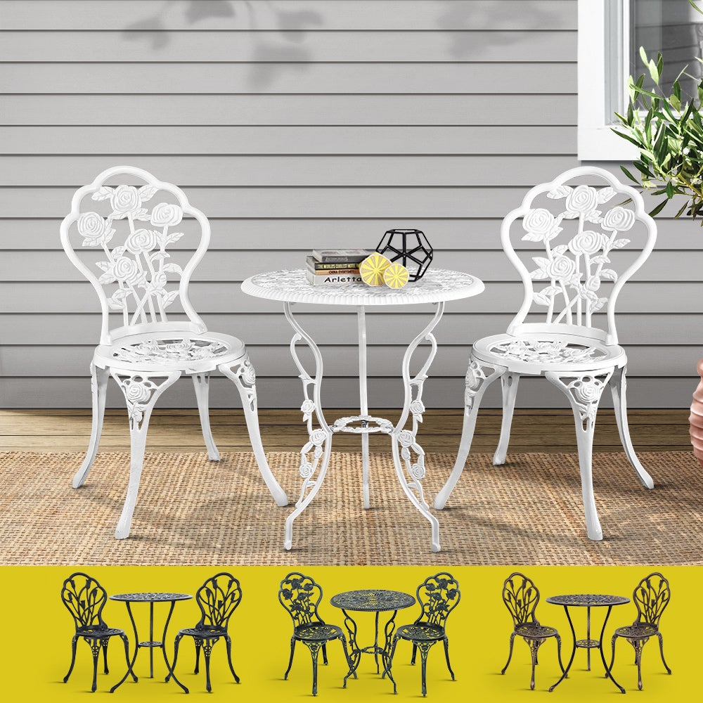 Gardeon Outdoor Setting Bistro Set Patio Garden Furniture Dining Chairs 3 Piece