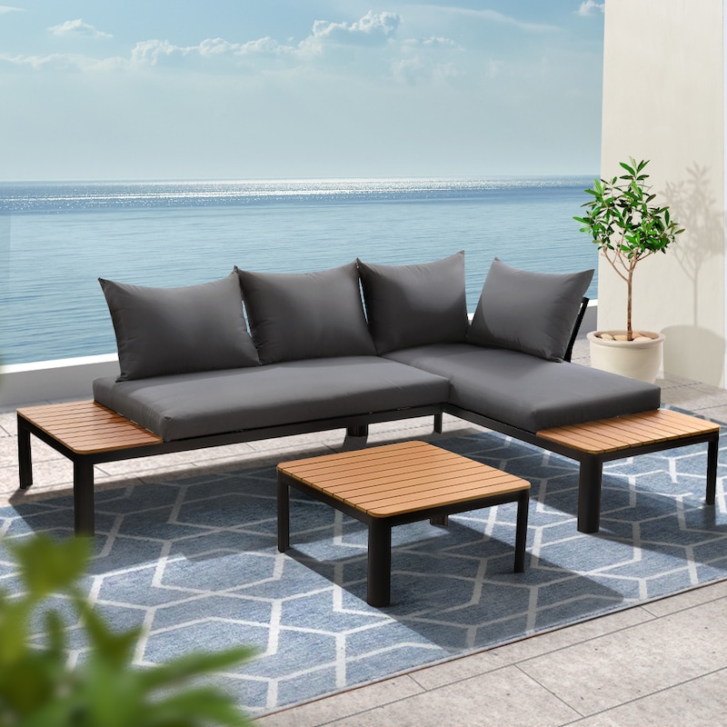 Buy Gardeon Outdoor Sofa Set 4 Seater Corner Modular Lounge Setting ...