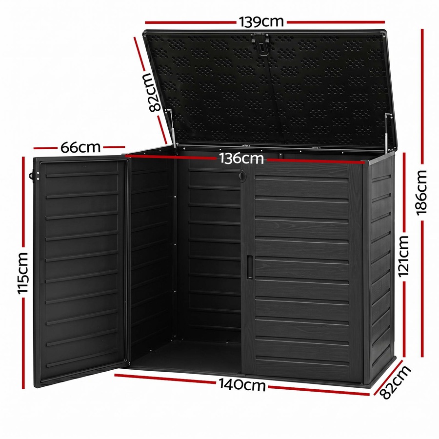 Buy Gardeon Outdoor Storage Box 1170L Container Lockable Cabinet Tool ...