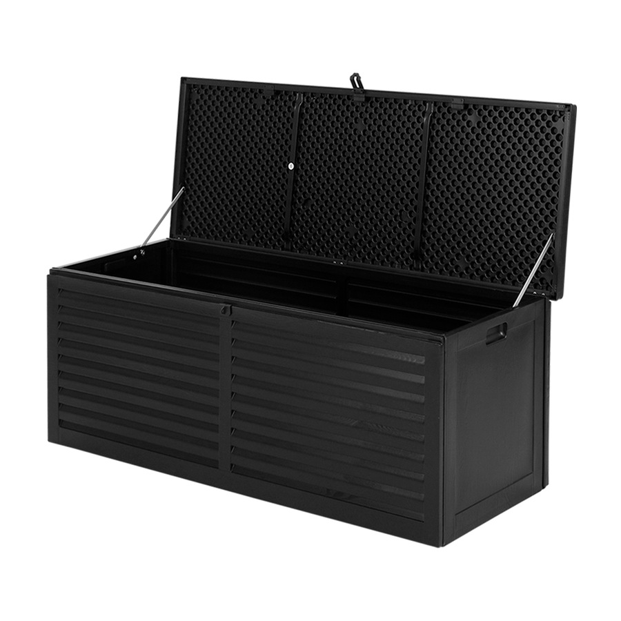 390L Gardeon Outdoor Storage Box Container Lockable Cabinet Garden Bench Shed Tools Toy All Black