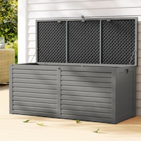 490L Gardeon Outdoor Storage Box Container Lockable Cabinet Garden Bench Tools Toy Shed Black