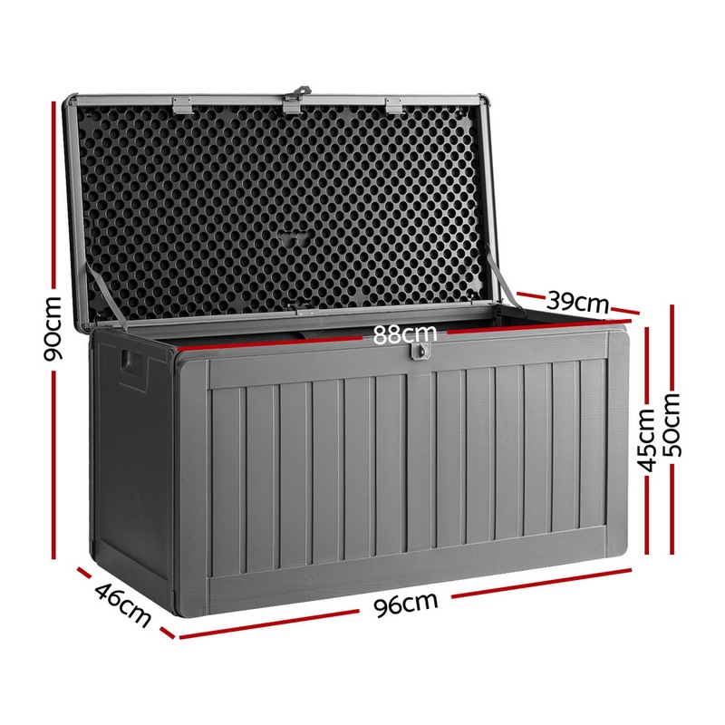 Buy Gardeon Outdoor Storage Box Bench Seat Lockable Garden Deck Toy Tool Sheds 190L MyDeal