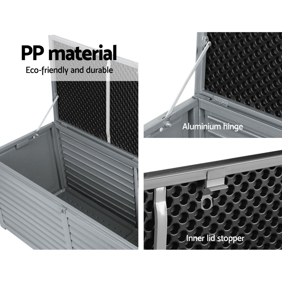 390L Gardeon Outdoor Storage Box Container Lockable Cabinet Garden Bench Tools Toy Shed Black