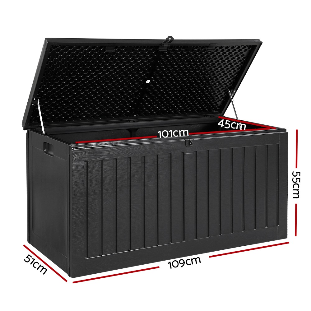 270L Gardeon Outdoor Storage Box Container Lockable Cabinet Garden Bench Tool Shed Black