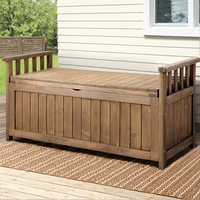 160L Gardeon Outdoor Storage Box Wooden Garden Bench Chest Toy Tool Sheds Furniture Brown