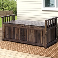 160L Gardeon Outdoor Storage Box Wooden Garden Bench Chest Toy Tool Sheds Furniture Charcoal Brown