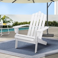 1x Gardeon Outdoor Chairs Adirondack Sun Lounge Beach Chair Wooden Patio Furniture White