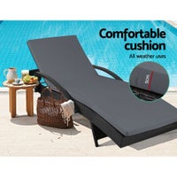 Buy Gardeon 2PC Sun Lounge Wicker Lounger Outdoor Furniture Beach Chair ...
