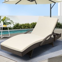 190cm Gardeon Sun Lounge Wicker Lounger Cushion Outdoor Furniture Cushion Grey