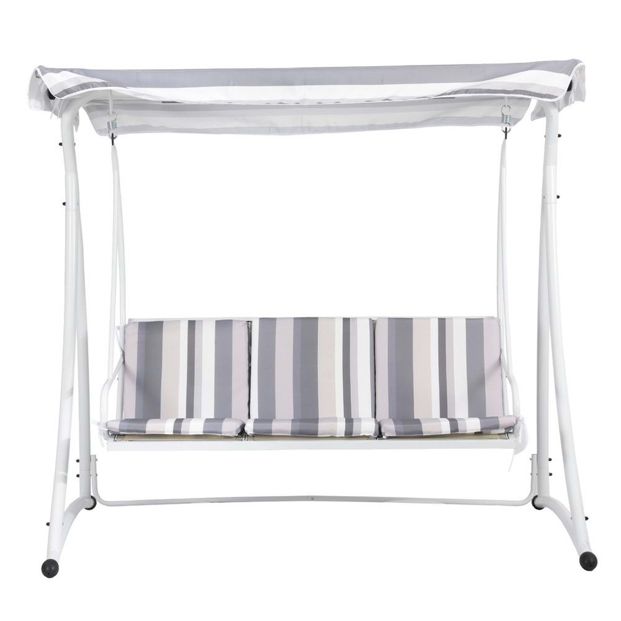 Gardeon Outdoor Swing Chair Garden Bench Furniture Canopy 3 Seater White Grey