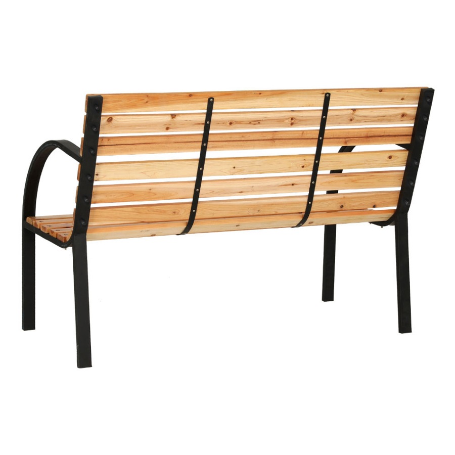 Gardeon Outdoor Garden Bench Seat 2 Seater Wooden Steel Patio Furniture Natural