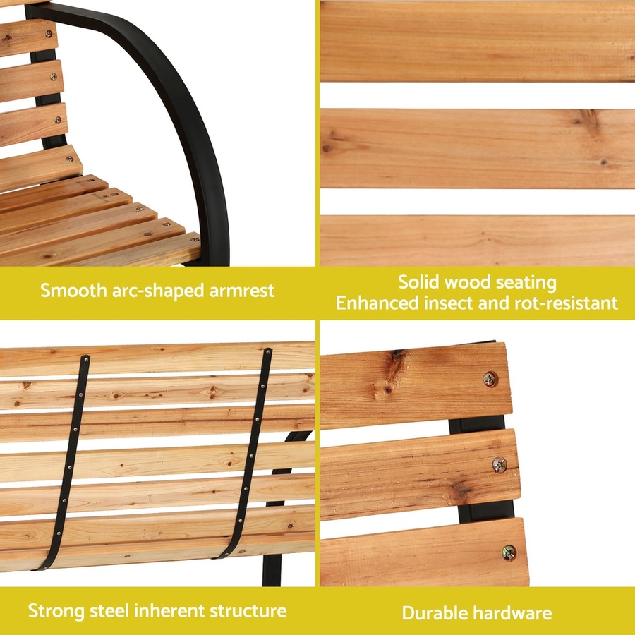 Gardeon Outdoor Garden Bench Seat 2 Seater Wooden Steel Patio Furniture Natural