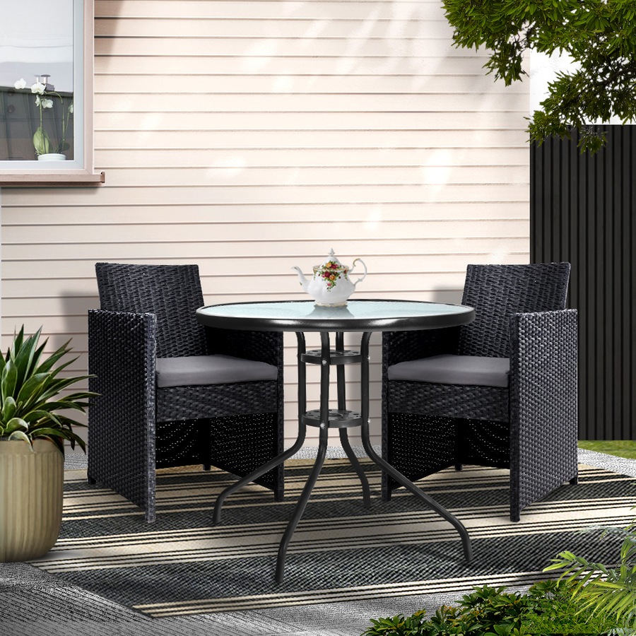 Gardeon Patio Furniture Dining Chairs Table Patio Setting Bistro Set Wicker Tea Coffee Cafe Bar Set