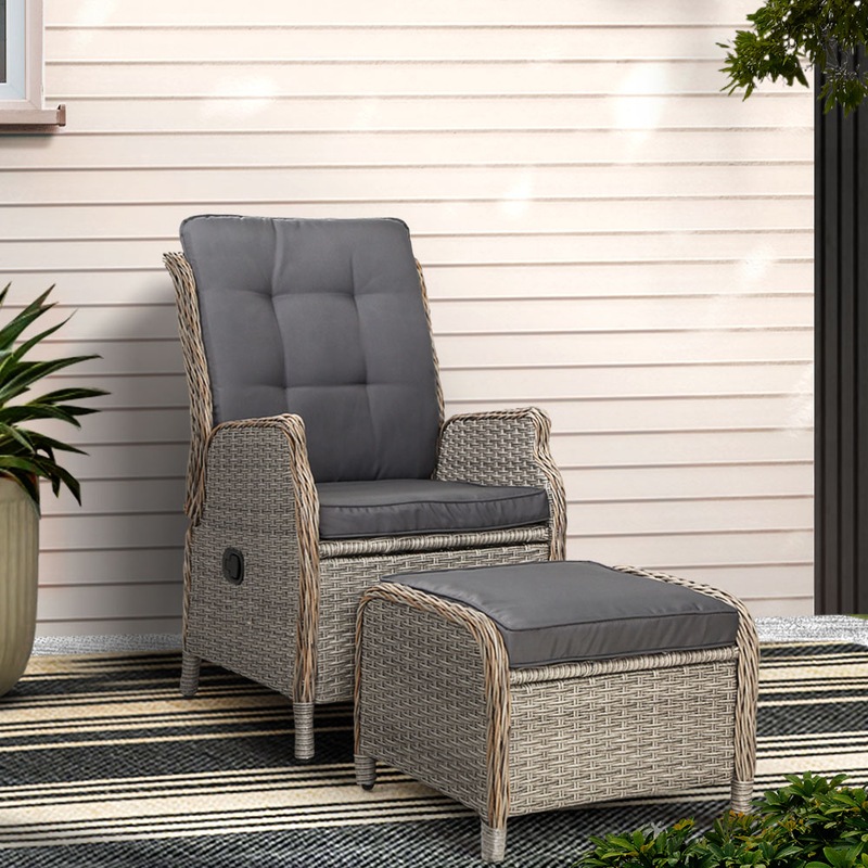 Buy Gardeon Recliner Chair Sun lounge Wicker Lounger Outdoor Furniture ...