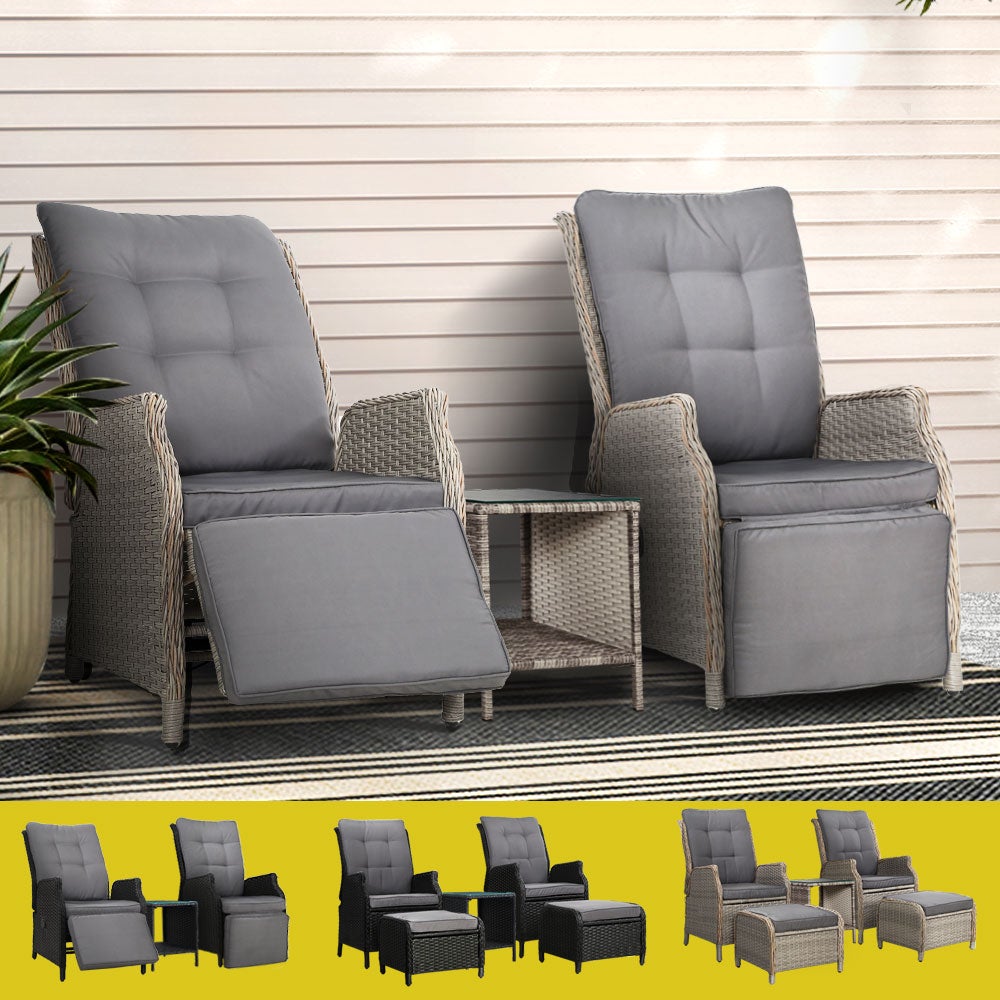 Gardeon Outdoor Chairs Recliner Lounge Setting Wicker Patio Furniture