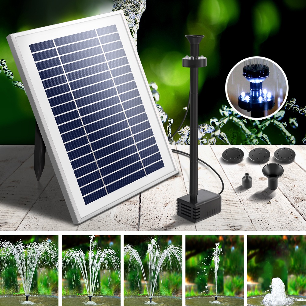 4.3FT Gardeon Solar Pond Fountain Water Pump Submersible with Battery Kit LED Lights