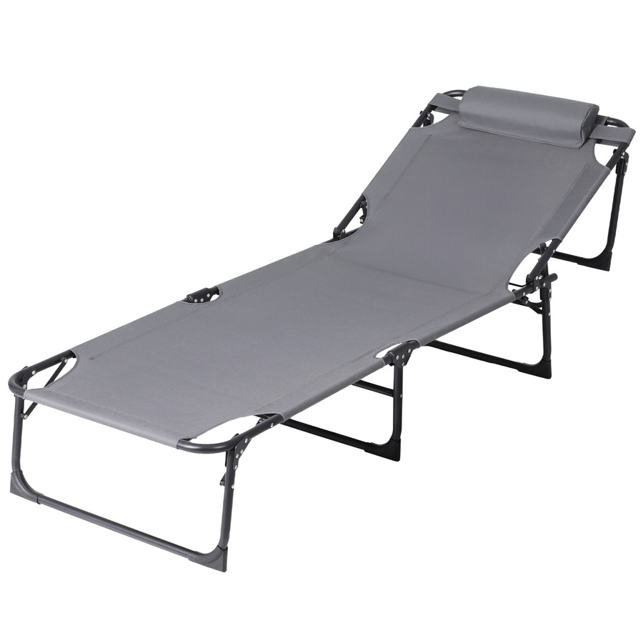 Gardeon Sun Lounge Folding Lounger Camping Beach Chair Patio Outdoor Furniture Garden Grey