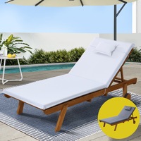 Gardeon Sun Lounge Wooden Lounger Day Bed Wheel Patio Outdoor Setting Furniture