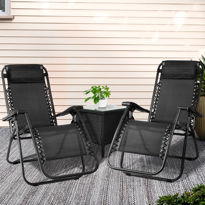 Buy Gardeon Sun Lounge Zero Gravity Chair Table Outdoor Folding Recliner Reclining MyDeal