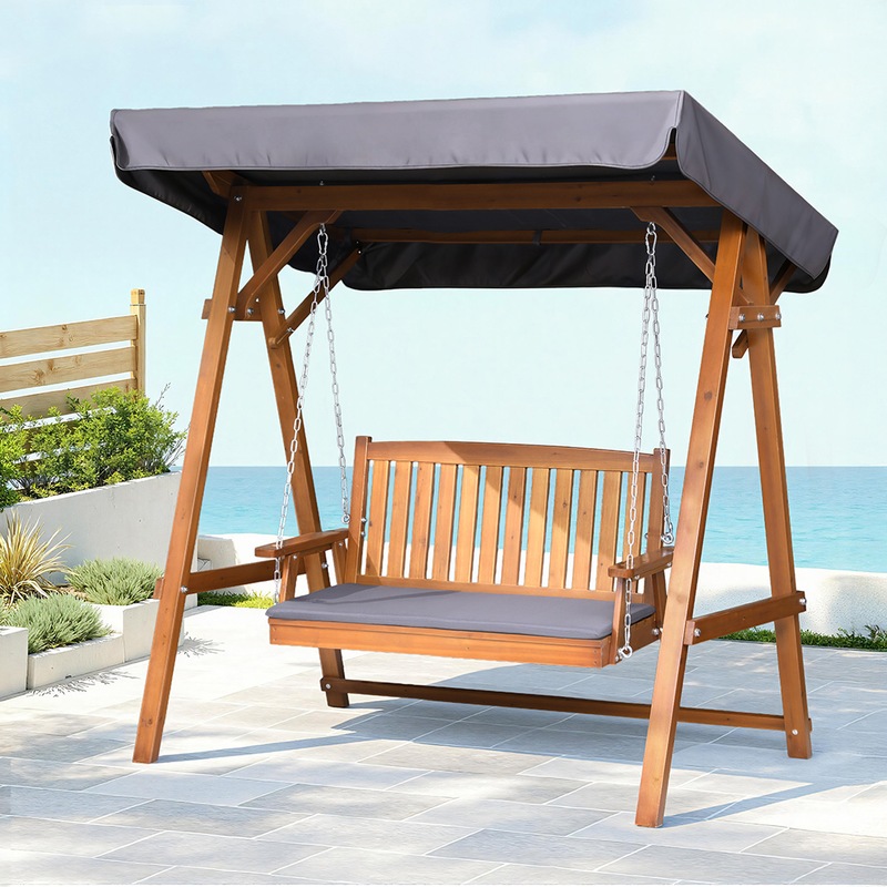 gardeon outdoor swing chair wooden garden bench hammock canopy outdoor furniture buy hanging chairs 9350062278598