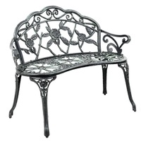 100cm Gardeon Outdoor Garden Bench Seat Cast Aluminium Patio Chair Vintage Green