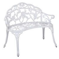 100cm Gardeon Outdoor Garden Bench Seat Cast Aluminium Outdoor Patio Chair Vintage White