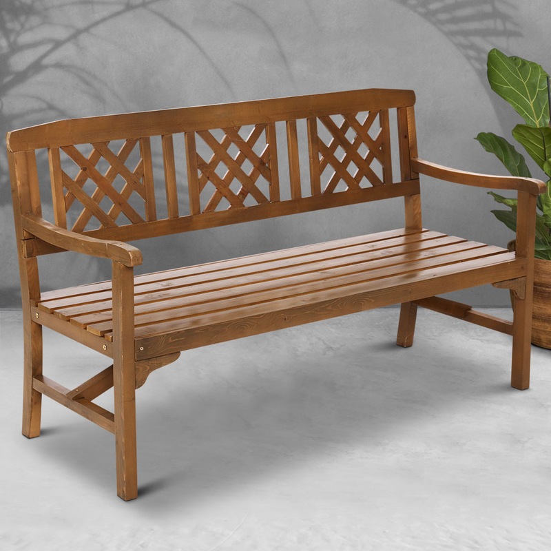 Gardeon Wooden Garden Bench 3 Seat Outdoor Chair Lounge Patio Furniture