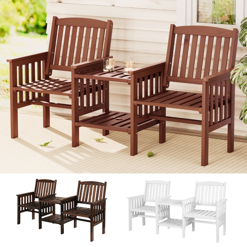 Buy Gardeon Wooden Outdoor Garden Bench Chair Table Loveseat Patio