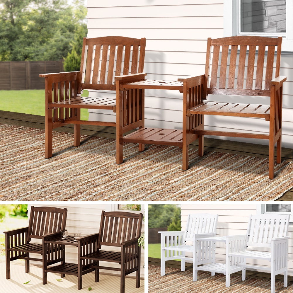 Gardeon Wooden Outdoor Garden Bench Chair Table Loveseat Patio Furniture Park