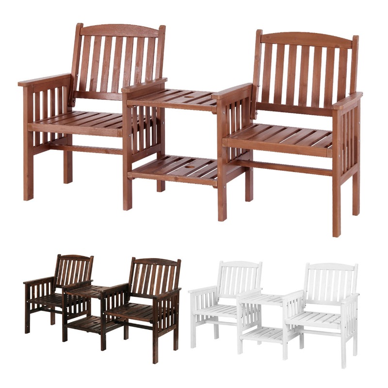 Buy Gardeon Wooden Outdoor Garden Bench Chair Table Loveseat Patio