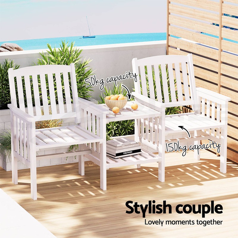 Buy Gardeon Wooden Outdoor Garden Bench Chair Table Loveseat Patio