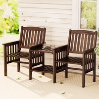 2 Seat Gardeon Outdoor Garden Bench Loveseat Wooden Table Chairs Patio Furniture Charcoal
