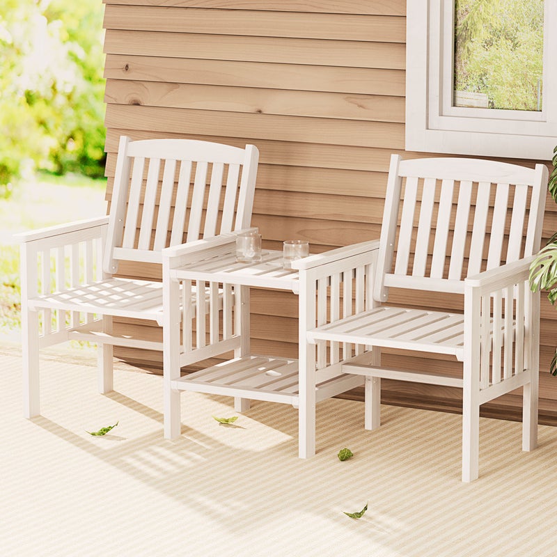 Wooden Garden Bench Seat Outdoor Chair, White Wooden Outdoor Rockers