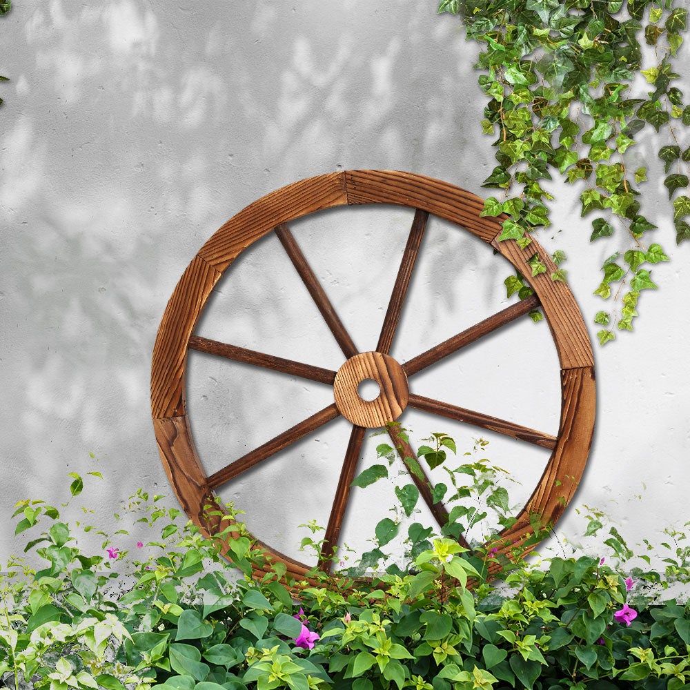 Large Wooden Wagon Wheel Rustic Outdoor Garden Decor Indoor Wall Feature