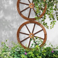 2x Gardeon Garden Decor Outdoor Ornament Wooden Wagon Wheel