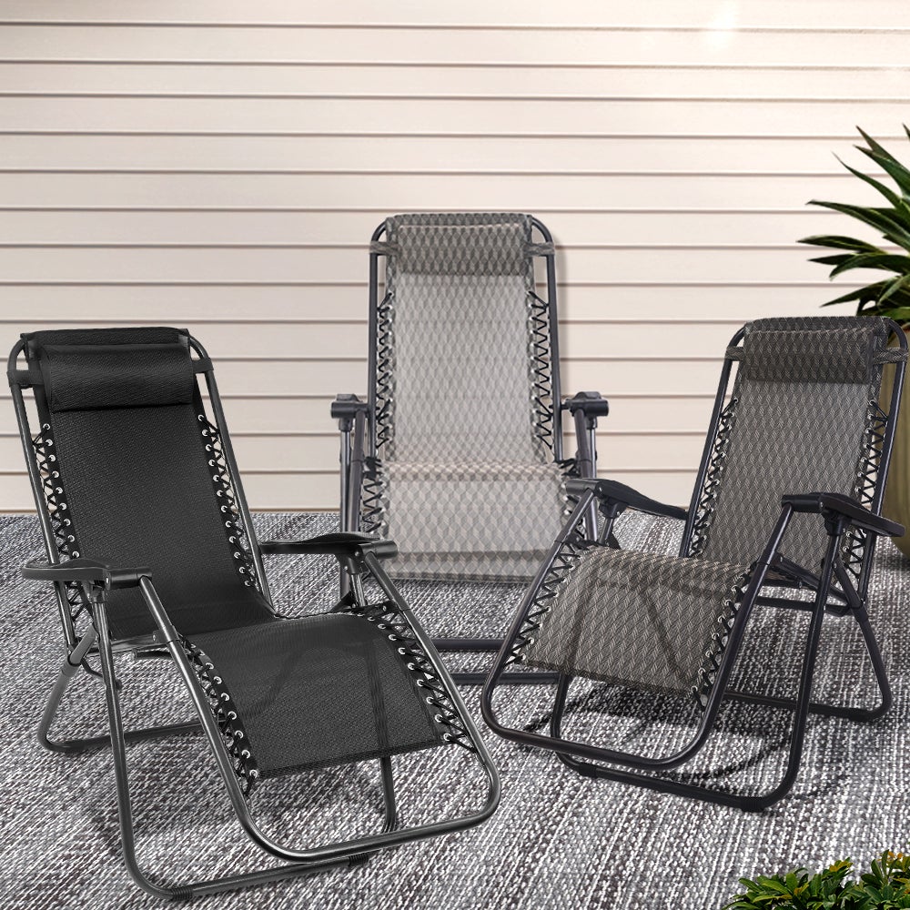 Gardeon Outdoor Chairs Zero Gravity Chair Sun Lounge Lounger Camping Beach Patio Furniture