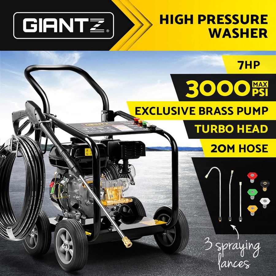 Giantz Petrol High Pressure Washer Cleaner 20M Hose Gurney