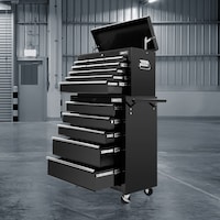 14 Drawer Giantz Tool Cabinet Chest Trolley Toolbox Storage Black