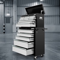 14 Drawer Giantz Tool Cabinet Chest Trolley Toolbox Storage Grey